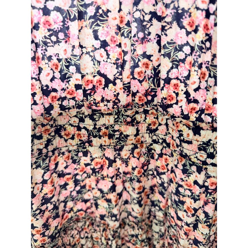 Dear John Floral Summer Dress EUC Pink Black V Neck M - Picture 4 of 8
